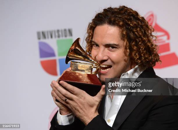 Singer David Bisbal poses in the press room during the 13th annual Latin GRAMMY Awards held at the Mandalay Bay Events Center on November 15, 2012 in...