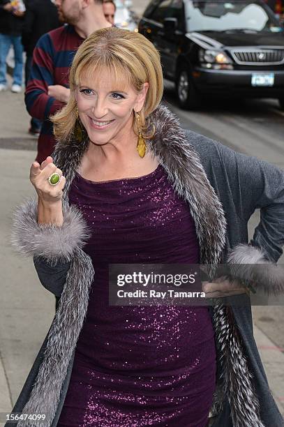 Comedian Lisa Lampanelli enters the "Late Show With David Letterman" taping at the Ed Sullivan Theater on November 15, 2012 in New York City.