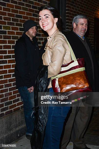 Comedian Carmen Lynch enters the "Late Show With David Letterman" taping at the Ed Sullivan Theater on November 15, 2012 in New York City.