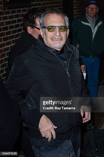 Musician Donald Fagen leaves the "Late Show With David Letterman" taping at the Ed Sullivan Theater on November 15, 2012 in New York City.