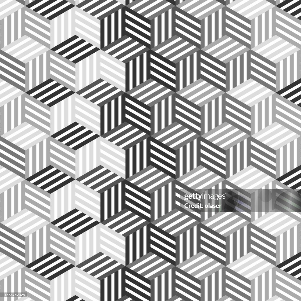 Gestreifte 3D-Würfelform im Wabenmuster