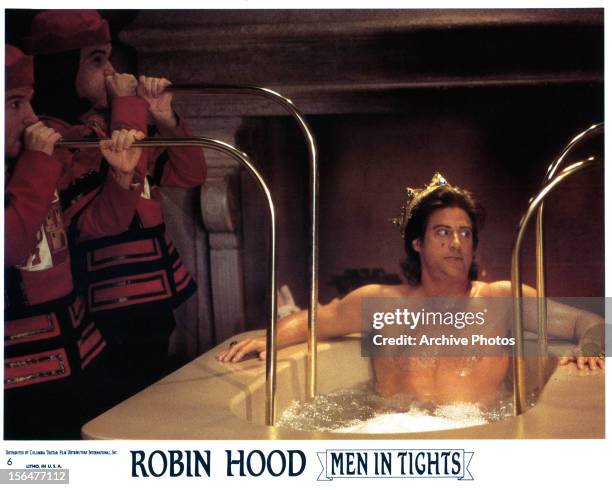 Richard Lewis sits in a bath in a scene from the film 'Robin Hood: Men In Tights', 1993.