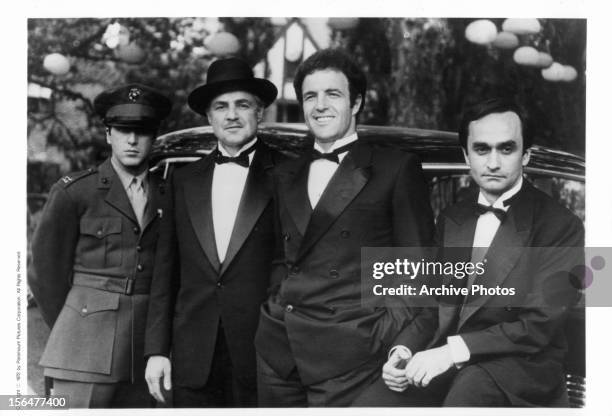 Al Pacino, Marlon Brando, James Caan, and John Cazale publicity portrait for the film 'The Godfather', 1972.