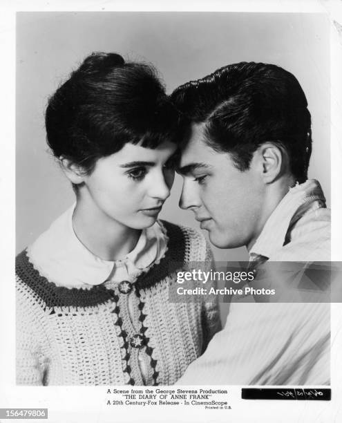 Millie Perkins and Richard Beymer in publicity portrait for the film 'The Diary Of Anne Frank', 1959.