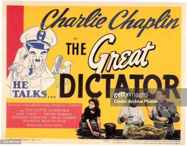 Charles Chaplin movie art for the film 'The Great Dictator', 1940.