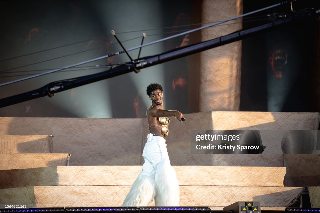 American rapper, Lil Nas X performs onstage during the Lollapalooza ...