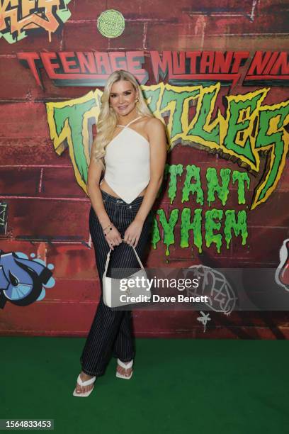 Abbie Quinnen attends the family screening of "Teenage Mutant Ninja Turtles: Mutant Mayhem" at Vue Leicester Square on July 30, 2023 in London,...