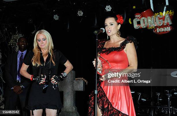 Actress Kim Richards and actress Kyle Richards arrive for sCare Foundation's 2nd Annual Halloween Benefit held at The Conga Room at L.A. Live on...