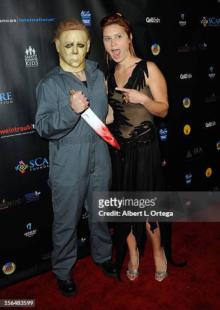 Actress Kristina Klebe and Michael Myers arrive for sCare Foundation's 2nd Annual Halloween Benefit held at The Conga Room at L.A. Live on October...