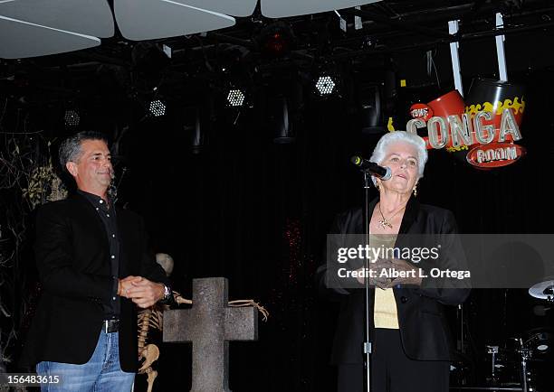 Producer Malek Akkad and mother Patricia Akkad participate in the sCare Foundation's 2nd Annual Halloween Benefit held at The Conga Room at L.A. Live...