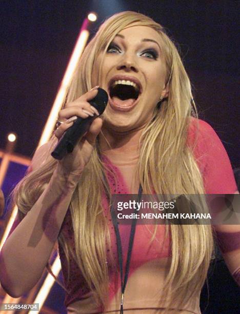 Swedish singer Charlotte Nilsson performs after she won the first place at the 44 Eurovision song contest hold at the International convention center...