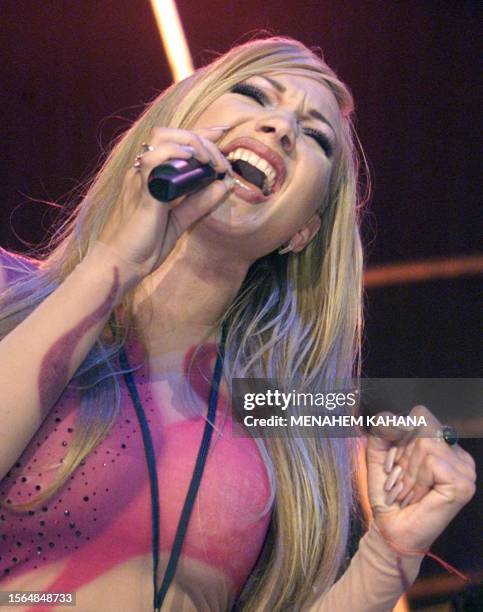 Swedish singer Charlotte Nilsson performs after she won the first place at the 44 Eurovision song contest hold at the International convention center...