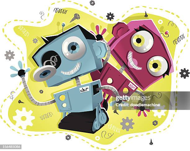 friendly bots - nut fastener stock illustrations