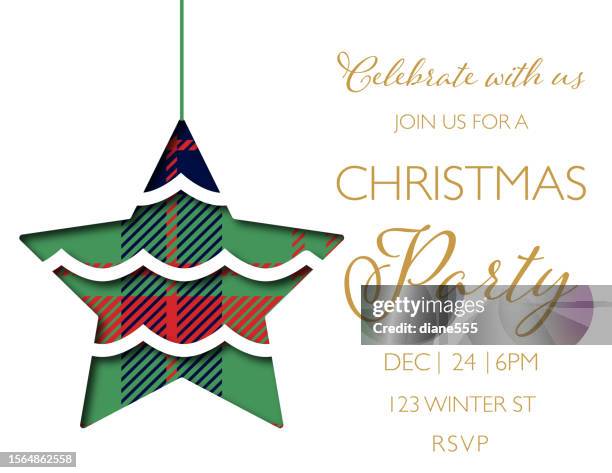 cute cut paper christmas party invitation - dinner party background stock illustrations