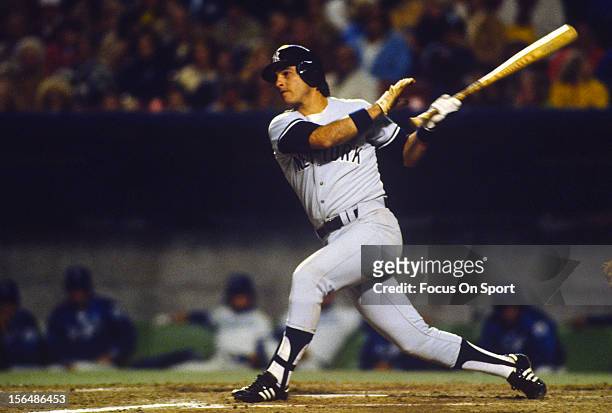 Shortstop Bucky Dent of the New York Yankees bats during an Major League Baseball game circa 1978. Dent played for the Yankees from 1977-82.