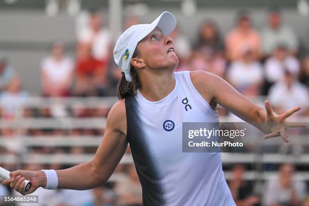 World No.1 Iga Swiatek of Poland pictured during a match against Yanina Wickmayer of Belgium during the Women's Singles Semifinal on Day Seven of the...