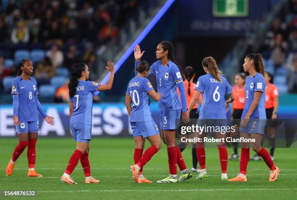 France players react after the scoreless draw in the FIFA Women's World Cup Australia & New Zealand 2023 Group F match between France and Jamaica at...