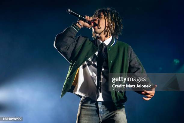 Iann Dior performs on stage during Splendour in the Grass 2023 on July 23, 2023 in Byron Bay, Australia.