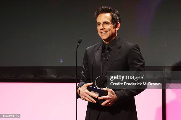 Honoree and actor Ben Stiller accepts his award onstage during the 26th American Cinematheque Award Gala honoring Ben Stiller at The Beverly Hilton...