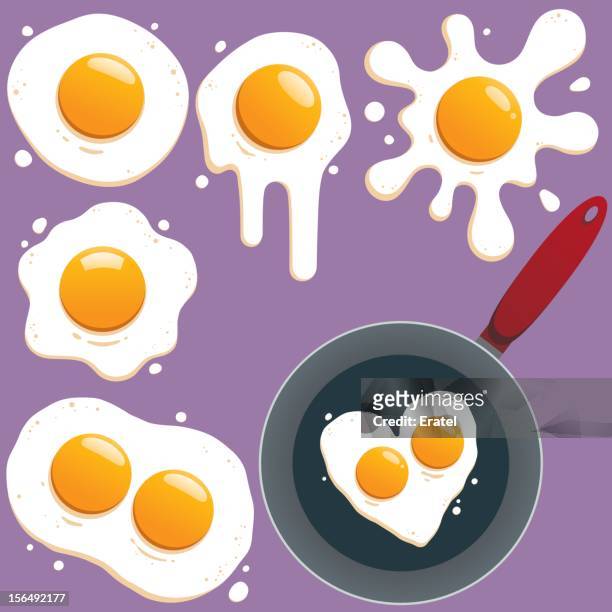 fried eggs - fried egg stock illustrations