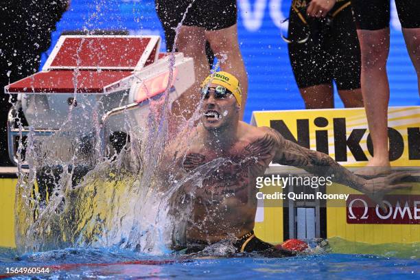 Kyle Chalmers of Team Australia competes in the Men's 4 x 100m Freestyle Relay Final on day one of the Fukuoka 2023 World Aquatics Championships at...
