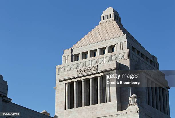 The National Diet Building stands in Tokyo, Japan, on Friday, Nov. 16, 2012. Prime Minister Yoshihiko Noda dissolved the lower house of parliament...