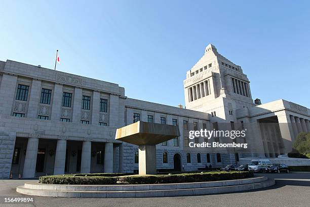 The National Diet Building stands in Tokyo, Japan, on Friday, Nov. 16, 2012. Prime Minister Yoshihiko Noda dissolved the lower house of parliament...