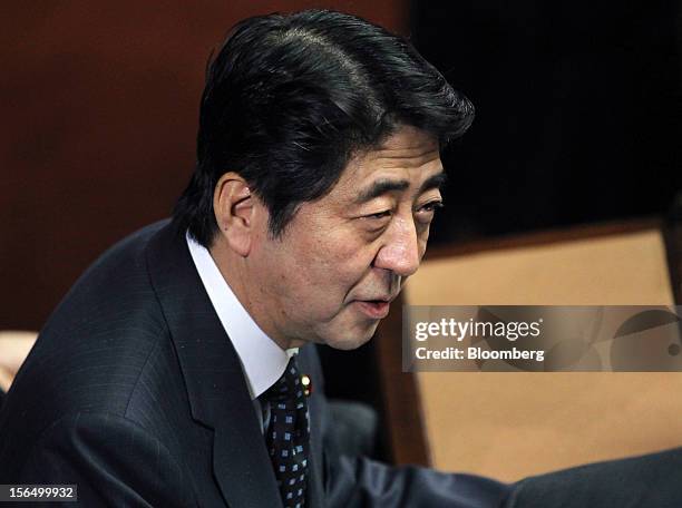 Shinzo Abe, Japan's former prime minister and president of the Liberal Democratic Party , attends a plenary session at the Lower House of Parliament...