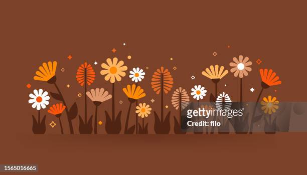 autumn fall flowers modern background - flower head stock illustrations