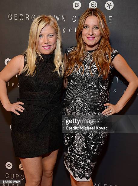 Sisters and co-owners Sophie Kallinis LaMontagne and Katherine Kallinis Berman attend the Los Angeles Grand Opening of Georgetown Cupcake Los Angeles...
