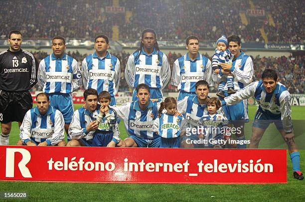 Deportivo La Coruna team line-up before the Spanish Primera Liga match against Celta Vigo played at the Estadio Municipal de Riazor in La Coruna,...