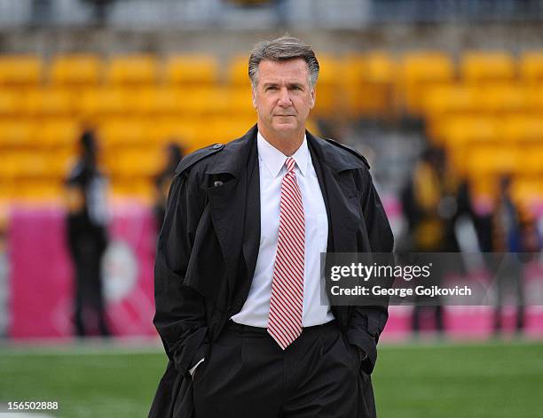 General manager Bruce Allen of the Washington Redskins looks on from the sideline before a game against the Pittsburgh Steelers at Heinz Field on...