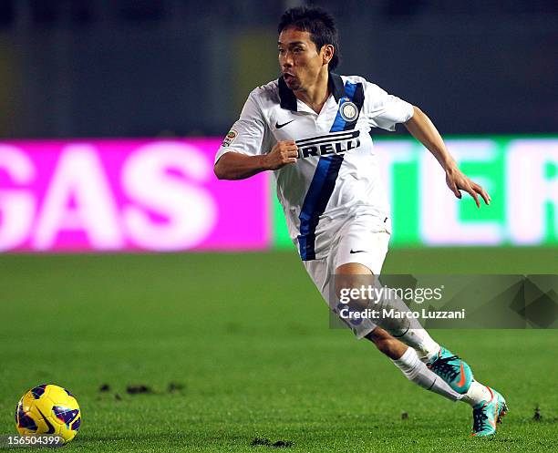 Yuto Nagatomo of FC Internazionale Milano in action during the Serie A match between Atalanta BC and FC Internazionale Milano at Stadio Atleti...