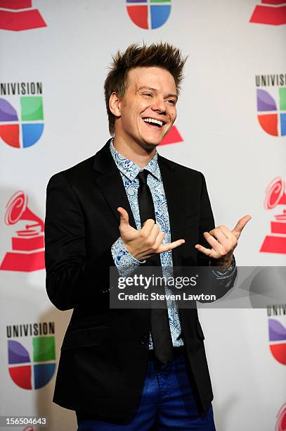 Singer Michel Telo arrives at the press room for the 13th annual Latin GRAMMY Awards held at the Mandalay Bay Events Center on November 15, 2012 in...