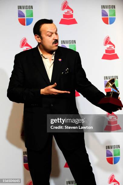 Singer Pepe Alguilar arrives at the press room for the 13th annual Latin GRAMMY Awards held at the Mandalay Bay Events Center on November 15, 2012 in...