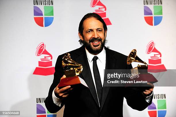 Singer Jose Luis Guerra arrives at the press room for the 13th annual Latin GRAMMY Awards held at the Mandalay Bay Events Center on November 15, 2012...