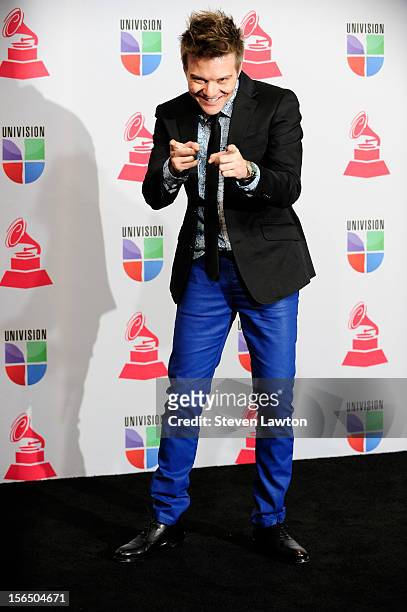 Singer Michel Telo arrives at the press room for the 13th annual Latin GRAMMY Awards held at the Mandalay Bay Events Center on November 15, 2012 in...