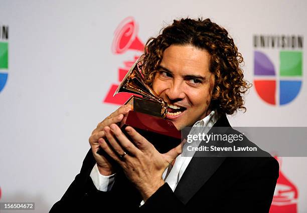 Singer David Bisbal arrives at the press room for the 13th annual Latin GRAMMY Awards held at the Mandalay Bay Events Center on November 15, 2012 in...