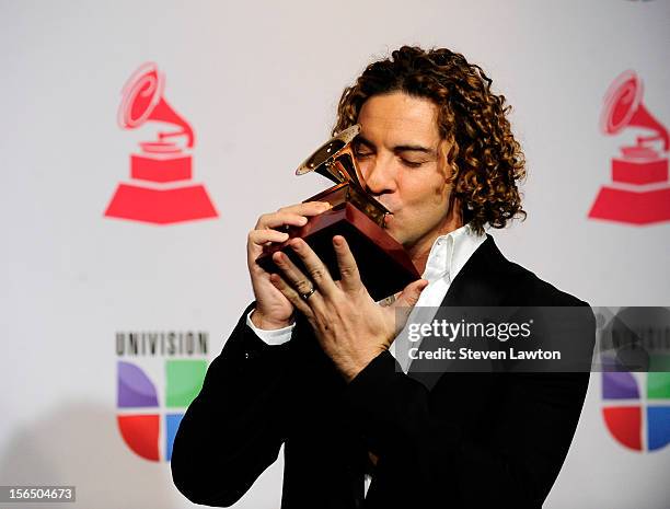 Singer David Bisbal arrives at the press room for the 13th annual Latin GRAMMY Awards held at the Mandalay Bay Events Center on November 15, 2012 in...