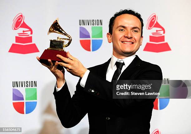 Singer Fonseca arrives at the press room for the 13th annual Latin GRAMMY Awards held at the Mandalay Bay Events Center on November 15, 2012 in Las...
