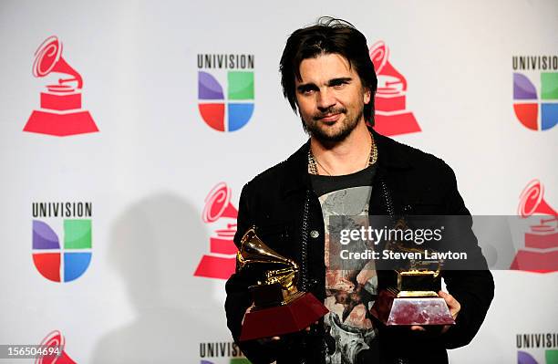 Singer Juanes arrives at the press room for the 13th annual Latin GRAMMY Awards held at the Mandalay Bay Events Center on November 15, 2012 in Las...