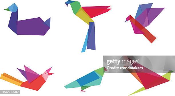 polygonal birds - phoenix mythical bird stock illustrations