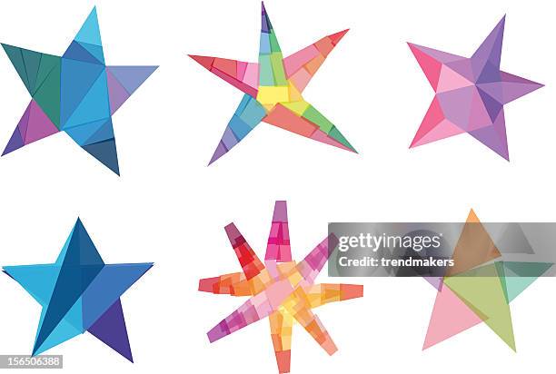 illustrazioni stock, clip art, cartoni animati e icone di tendenza di poligonale stelle - pentacolo