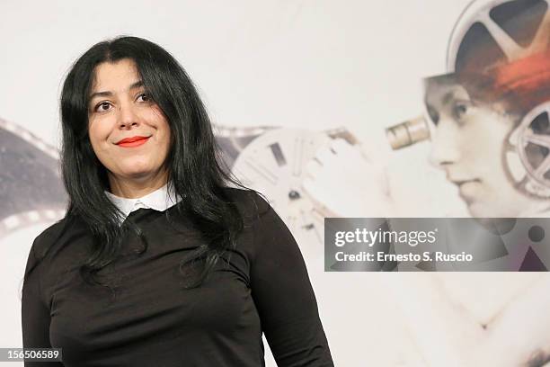 Director Marjane Satrapi attends the 'La Bande Des Jotas' Photocall during the 7th Rome Film Festival at the Auditorium Parco Della Musica on...