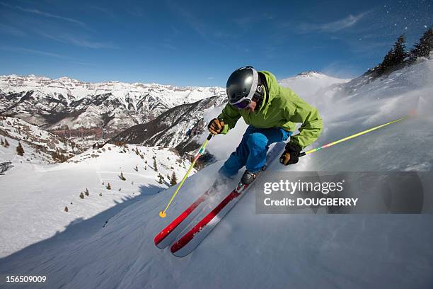 skiing action - sports performance stock pictures, royalty-free photos & images
