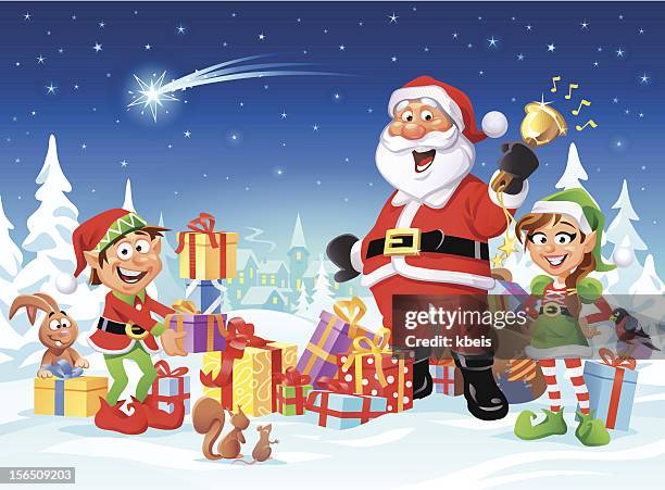 stockillustraties, clipart, cartoons en iconen met merry christmas - pakjesavond