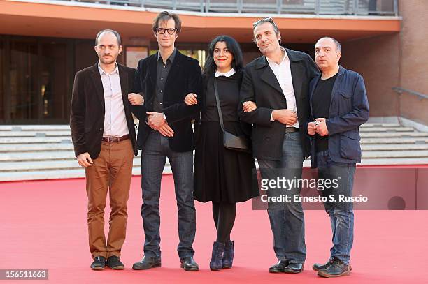 Actor Mattias Ripa, director Marjane Satrapi, actor Stephane Roche and guests attend the 'La Bande Des Jotas' Premiere during the 7th Rome Film...