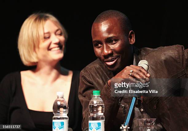 Actor Souleymane Sow attends the 'Cosimo E Nicole' Press Conference during the 7th Rome Film Festival at the Auditorium Parco Della Musica on...