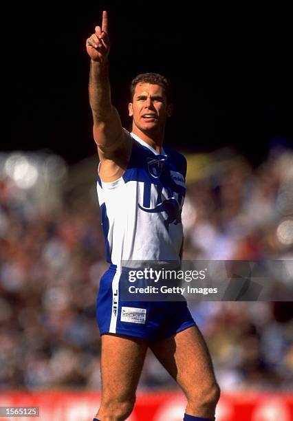 Wayne Carey of the Kangaroos in action during the 1999 AFL Season in Australia. \ Mandatory Credit: Allsport AUS /Allsport