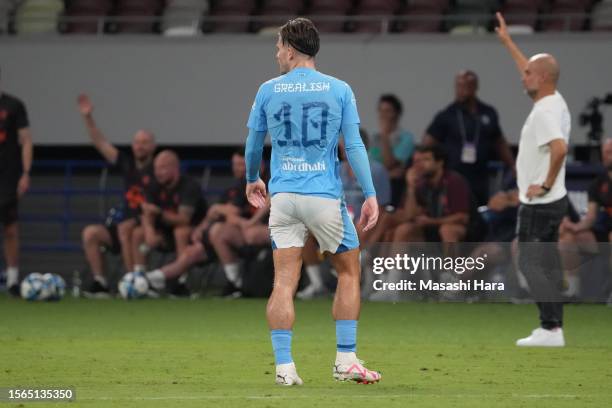 Original design jersey number and name font of Jack Grealish of Manchester City during the preseason friendly match between Manchester City and...